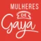 Logo Mulheres de Gaya com escrito em branco e fundo vermelho